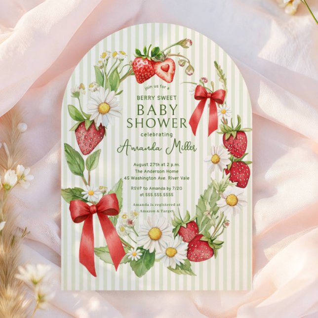 Invitation Fête de Bébé aux Fraises Doux comme un Fruit (Créateur téléchargé)