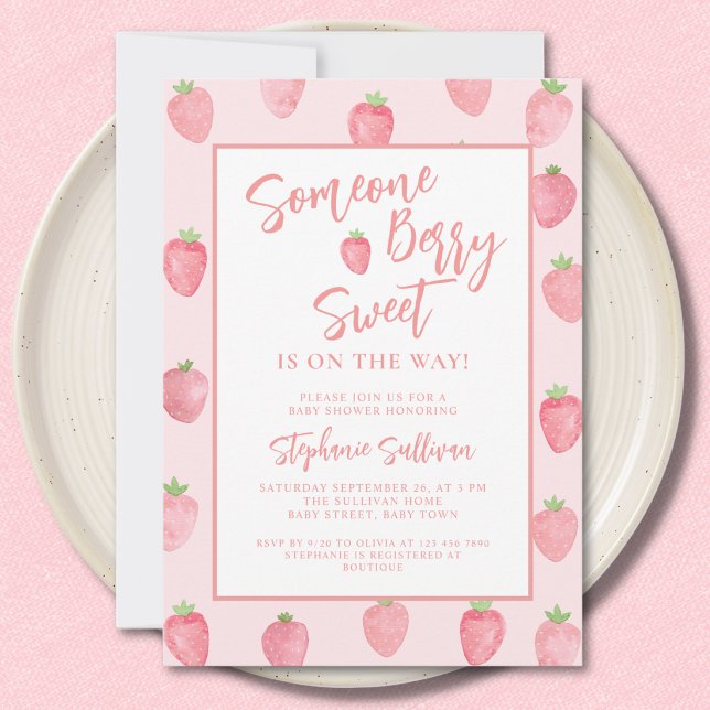 Invitation Fête de Bébé aux Fraises Sucrées (Créateur téléchargé)