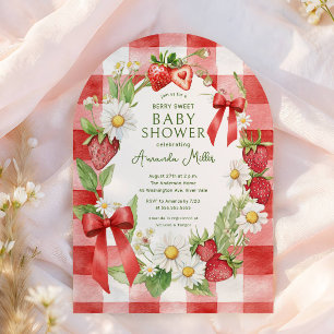 Invitation Fête de Bébé aux Fraises Sucrées