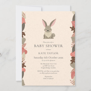 Invitation Fête de Bébé aux Paillettons de Lapin Mignon de la