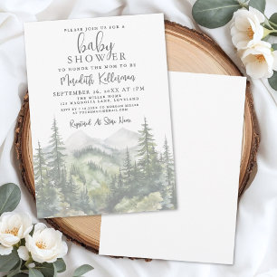 Invitation Fête de Bébé Aventure en Forêt Montagne Bois