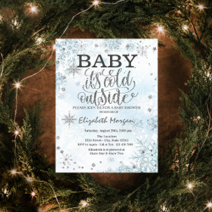 Invitation Fête de bébé Baby, il fait froid dehors Flocons de