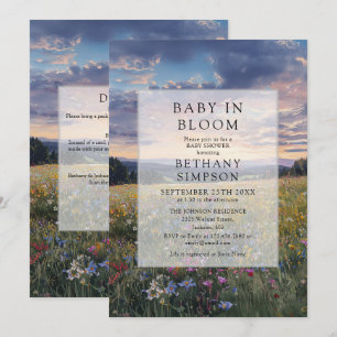 Invitation Fête de bébé Baby In Bloom Code QR Fleurie