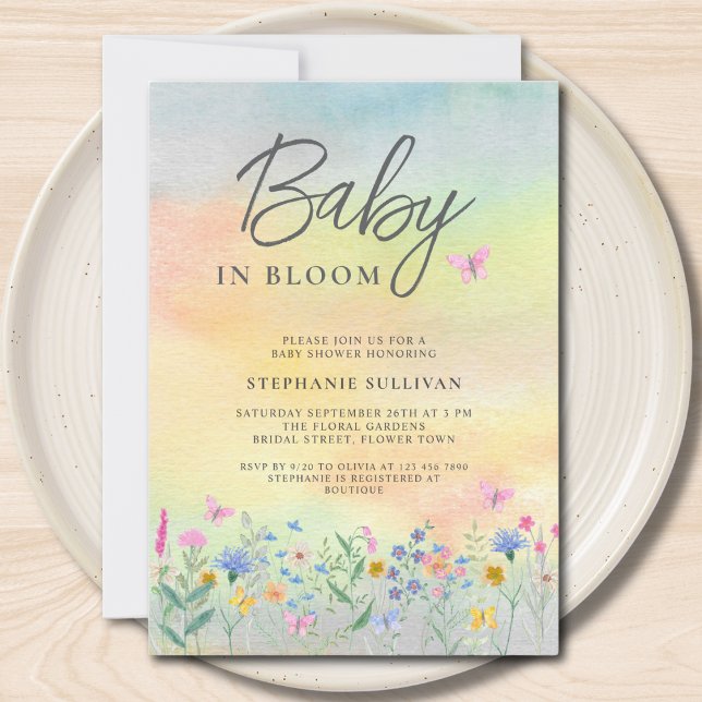 Invitation Fête de bébé Baby in Bloom Fleur Sauvage (Créateur téléchargé)