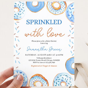 Invitation Fête de Bébé Baby Sprinkle Donuts Bleus