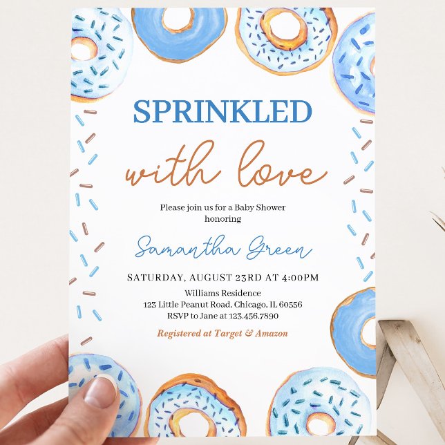 Invitation Fête de Bébé Baby Sprinkle Donuts Bleus (Créateur téléchargé)