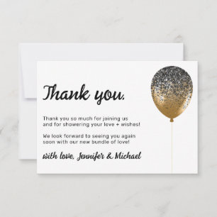 Invitation Fête de bébé ballon Glitz Merci
