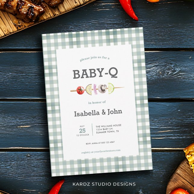 Invitation Fête de Bébé Barbecue pour les Futurs Parents Rust (This Baby Shower BBQ Invitation is shown in size 5 x 7 in. Other sizes and digital available.)