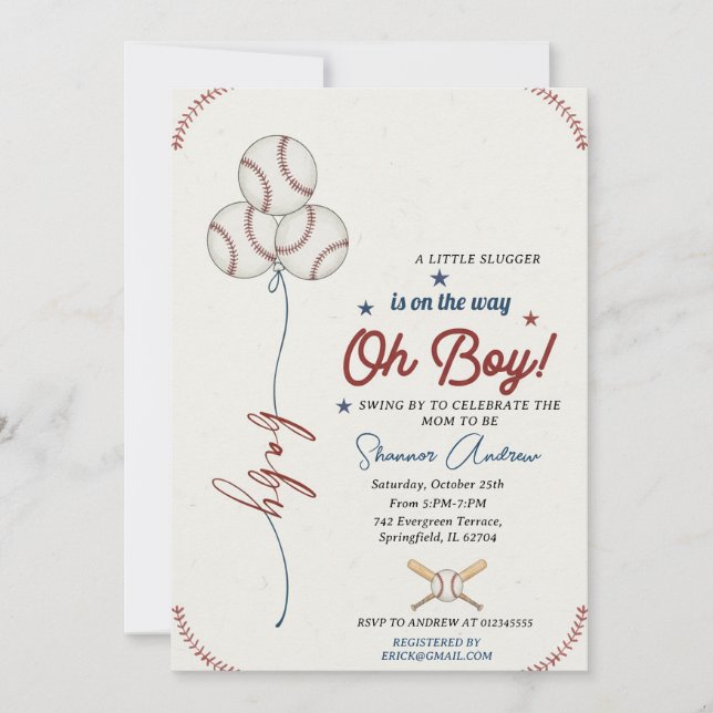 Invitation Fête de bébé baseball éditable Rookie Baby Sprinkl (Devant)