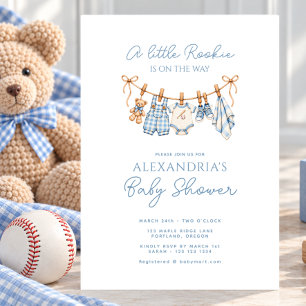 Invitation Fête de bébé Baseball Petit Recrue Linge Bébé