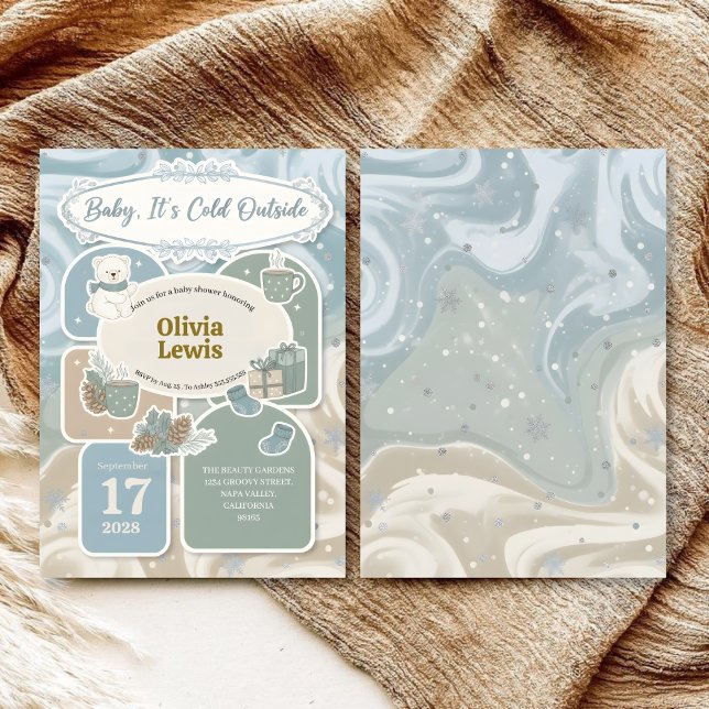 Invitation Fête de bébé "Bébé, il fait froid dehors" Cozy Win (Créateur téléchargé)