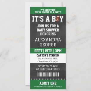 Invitation Fête de bébé Billet de football sur tableau noir
