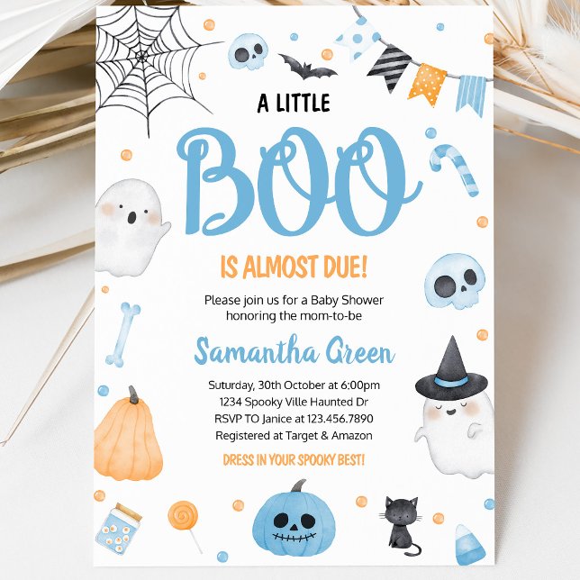 Invitation Fête de Bébé Blue A Little Boo (Créateur téléchargé)