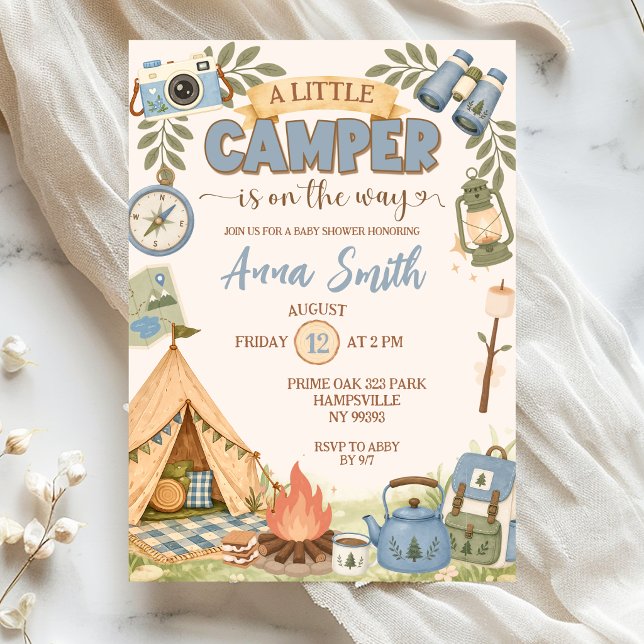 Invitation Fête de Bébé Blue Little Camper en Route  (Créateur téléchargé)