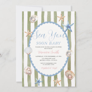 Invitation Fête de Bébé Blue Sage Côté Mer Vous Bientôt
