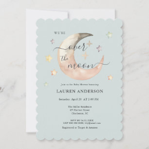 Invitation Fête de bébé Bohème Céleste Bleu Au-Dessus de la L