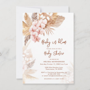 Invitation Fête de bébé Bohème Herbe de la Pampa Fille Baby S