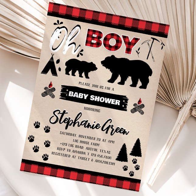 Invitation Fête de bébé bûcheron Oh Boy (Créateur téléchargé)
