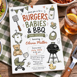 Invitation Fête de bébé Burgers, bébés & BBQ