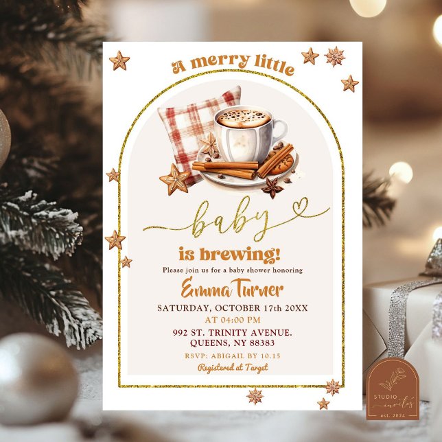 Invitation Fête de Bébé Café d'Hiver Merry Little (Créateur téléchargé)