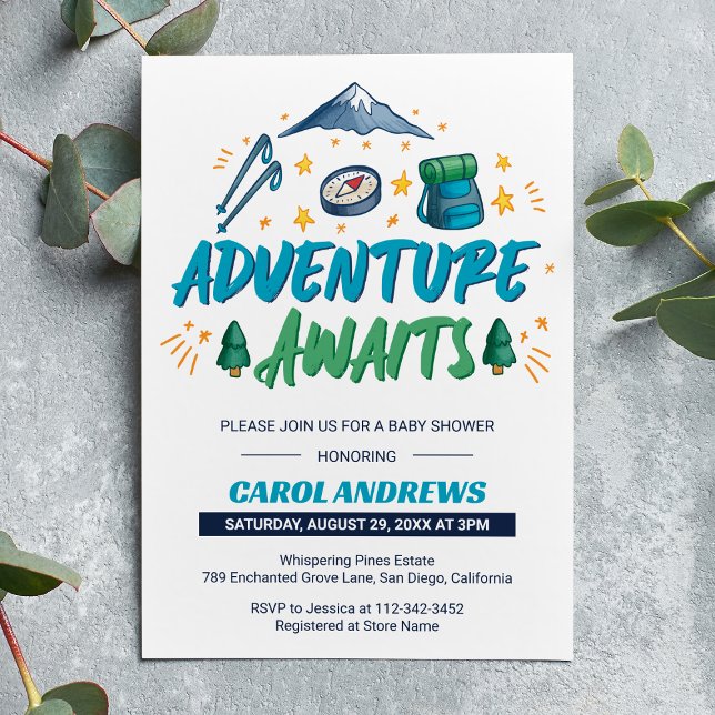 Invitation Fête de Bébé Camping Aventure en Attente (Créateur téléchargé)