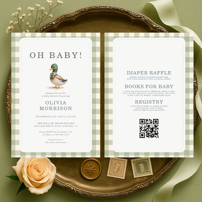 Invitation Fête de Bébé Canard Colvert Tout en Un Oh Bébé (Créateur téléchargé)