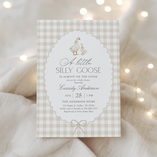 Invitation Fête de Bébé Canard en Vichy Neutre (Créateur téléchargé)