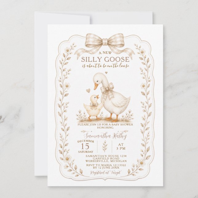 Invitation Fête de bébé Caneton Rustique et Drôle à l'aquarel (Devant)