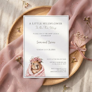 Invitation Fête de bébé capybara • Petite fleur sauvage