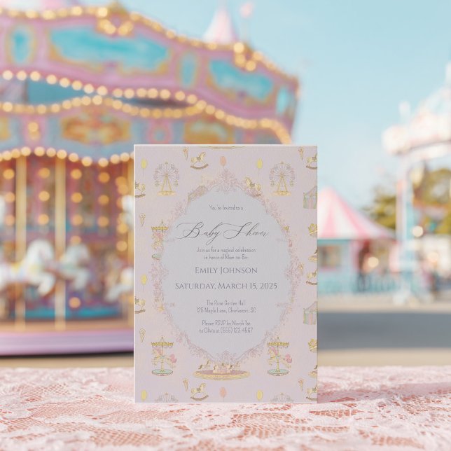 Invitation Fête de Bébé Carrousel du Parc d'Attractions Fanta (Créateur téléchargé)