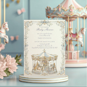 Invitation Fête de Bébé Carrousel du Parc d'Attractions Fanta