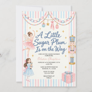 Invitation Fête de bébé Casse-Noisette Rose Bleu Sugar Plum