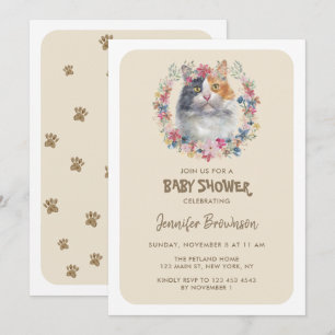 Invitation Fête de Bébé Chat Calicot Tricolore