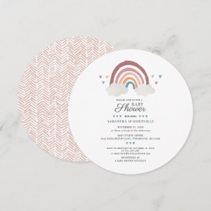 Invitation Fête de bébé chic écriture aquarelle arc-en-ciel