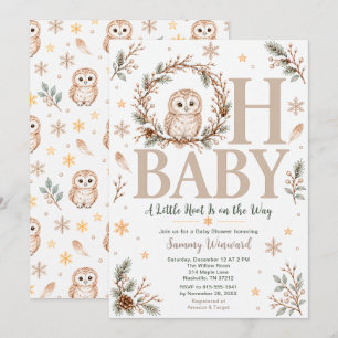 Invitation Fête de bébé chouette neutre d'hiver