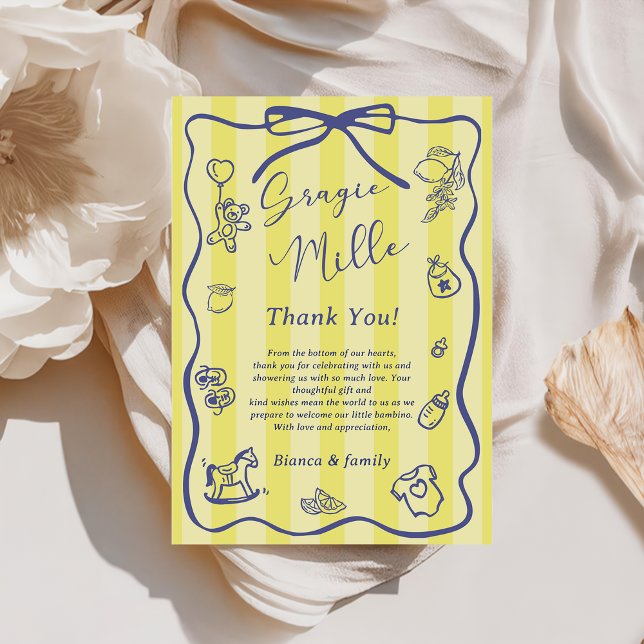 Invitation Fête de bébé Ciao sur le thème italien avec des ra (Créateur téléchargé)