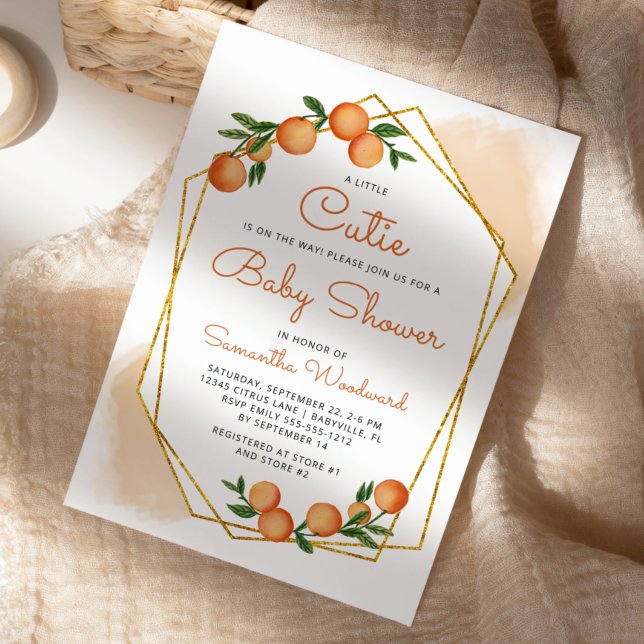 Invitation Fête de Bébé Citron Orange Mignonne (Créateur téléchargé)