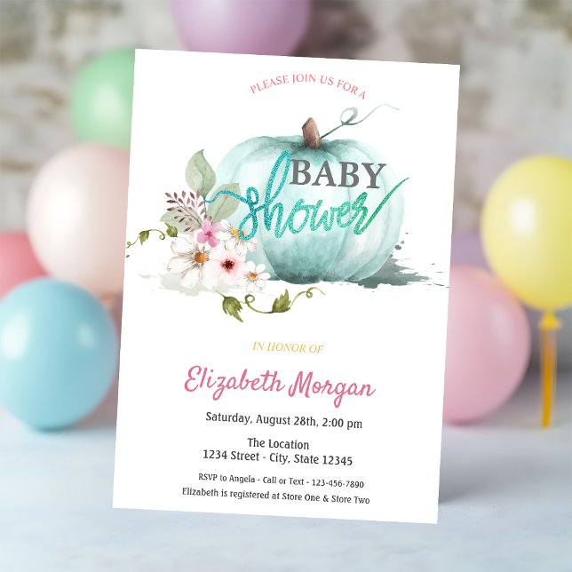 Invitation Fête de bébé citrouille aquarelle  (Créateur téléchargé)