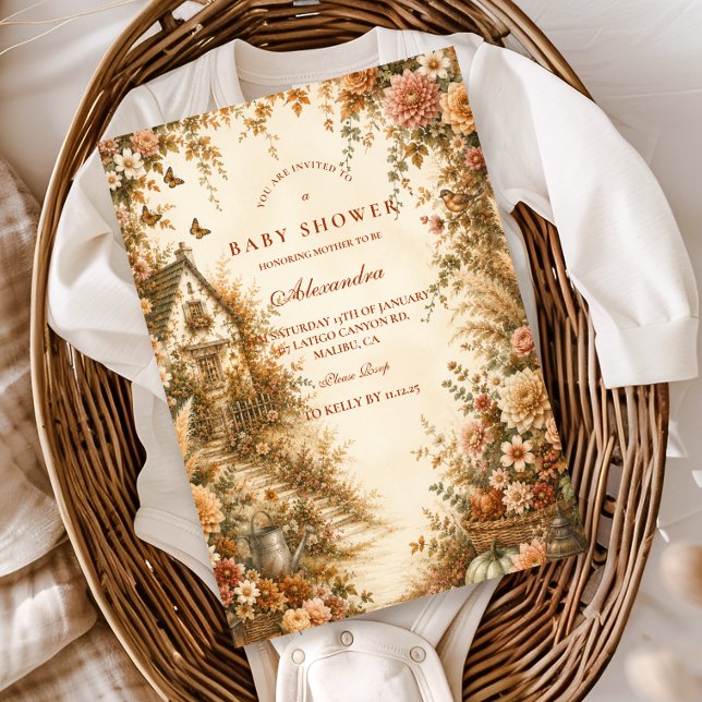 Invitation Fête de Bébé Citrouille Bohème Fantaisiste (Créateur téléchargé)