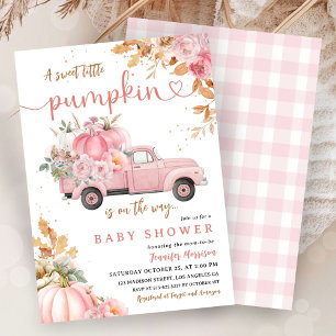 Invitation Fête de bébé citrouille rose fille petit camion ci