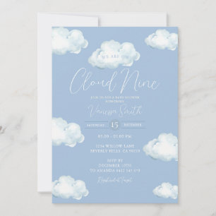 Invitation Fête de bébé Cloud Nine Bleu Nuage