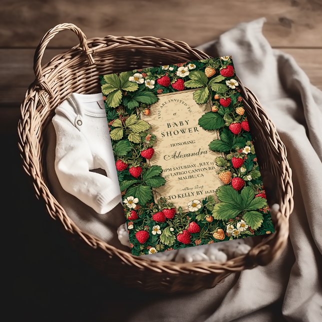 Invitation Fête de bébé Conte de fée aux fraises (Créateur téléchargé)