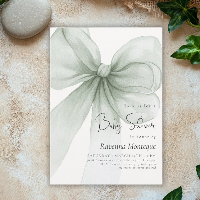 Invitation Fête de bébé coquette arc-en-ciel vert prépa Propr (Créateur téléchargé)