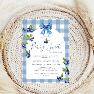 Invitation Fête de Bébé Coquette Baie douce myrtille