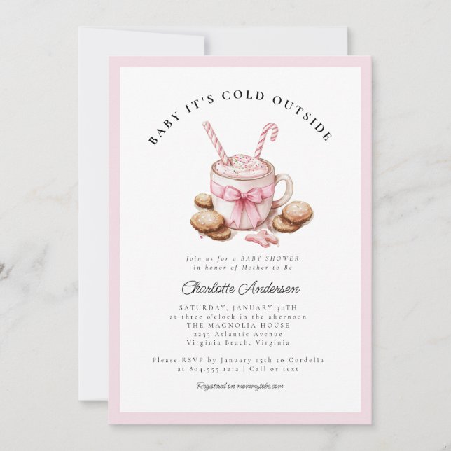 Invitation Fête de Bébé Coquette 'Bébé il fait froid dehors'  (Devant)
