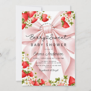 Invitation Fête de bébé Coquette Berry Sweet Strawberry