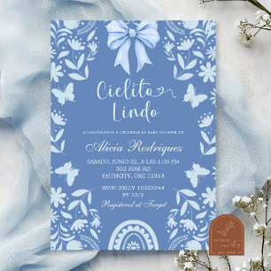 Invitation Fête de bébé Coquette Bleue Talavera Cielito Lindo