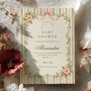 Invitation Fête de bébé Coquette Peach Garden