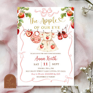 Invitation Fête de Bébé Coquette Rose Pomme de Nos Yeux