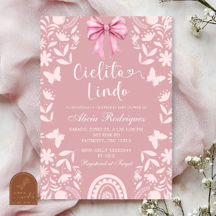 Invitation Fête de Bébé Coquette Rose Talavera Cielito Lindo